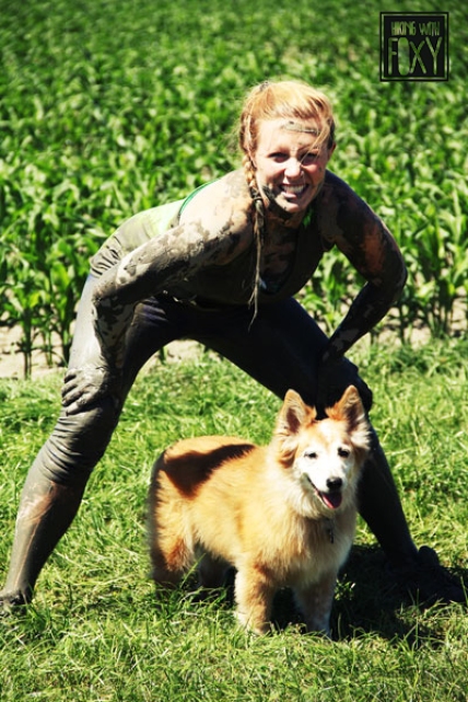 Being careful not to get Foxy dirty after the run